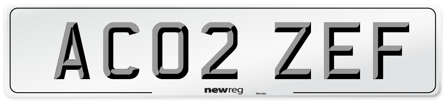 AC02 ZEF Number Plate from New Reg